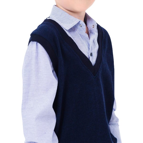 SHORT DARK BLUE SLEEVE VEST - Image 3